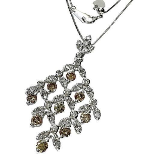 ダイヤモンド 計1.18/計0.57ct ネックレス K18WGホワイトゴールド 18金 7.3g 46cm レディース【中古】【真子質店】【NN】【SxT】 35,750円