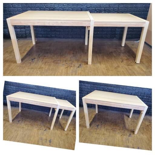 【アウトレット品】ダイニングテーブル 伸長式 伸縮 無段階調整 120-200㎝ キャスター付き 3095