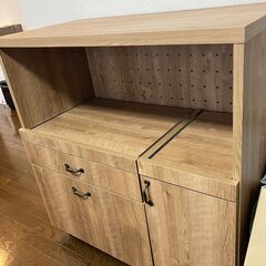 LOWYA [幅90] 食器棚 キッチンボード キッチン収納 キッチンキャビネット 電子レンジ台 スライド ラック キッチンストッカーの画像