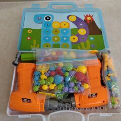 【中古美品】子供用電動ドリルと224ピース デザインパズルセットの画像