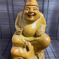 『恵比寿　大黒天』置物　木彫り　木造り　骨董品　高さ30cmの画像