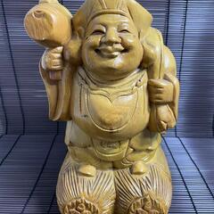『恵比寿　大黒天』置物　木彫り　木造り　骨董品　高さ30cmの画像