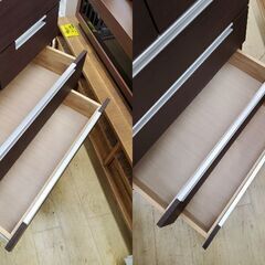 ハイチェスト 7段チェスト 引出し8杯 ダークブラウン 木目模様□横幅80㎝×