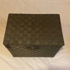 カラーバスケット　フタ付き　茶　ブラウン　深型　収納ケースの画像