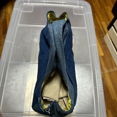 ハンドメイド デニム リメイク バッグの画像