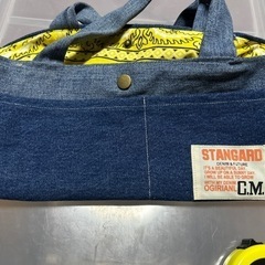 ハンドメイド デニム リメイク バッグの画像