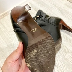 折り返しウエスタン風ショートブーツ　編み上げ　リボンの画像