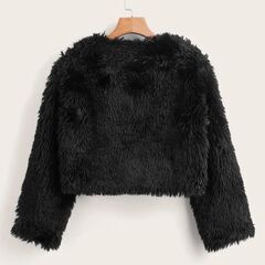 （値下げ）新品 SHEIN コート ソリッド オープンフロント ファジーの画像