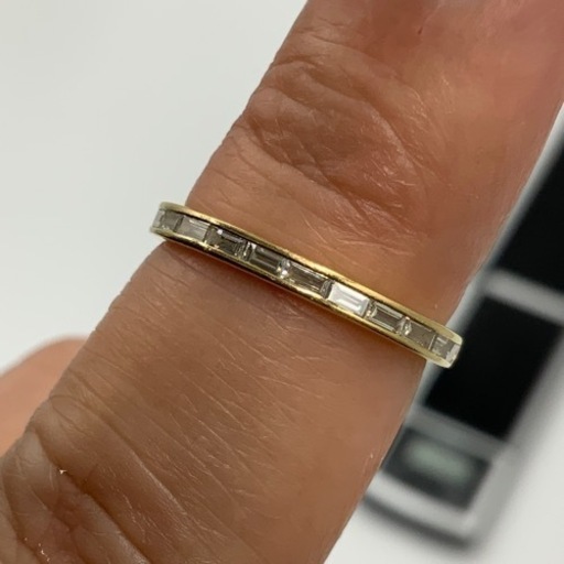 売り切れました。K18 18金　バゲットダイヤ　ハーフエタニティ　1.9g 約10号