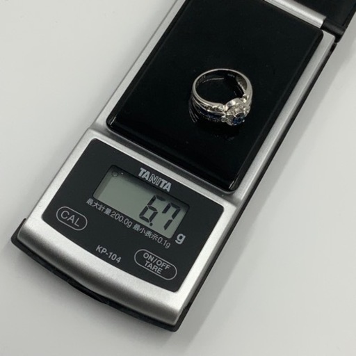 Pt900 プラチナ900 サファイヤ　ダイヤモンド　リング　6.7g 約12.5号