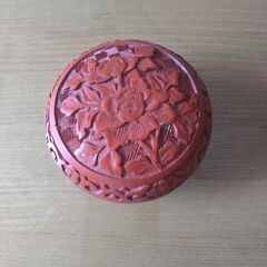 中国堆朱　丸花紋香合　値下げの画像