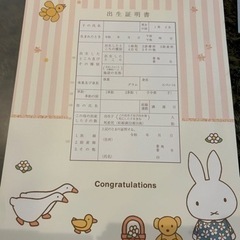 ミッフィー　出生届　子供用品 ベビー用品 