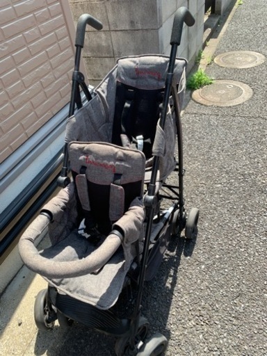 双子ベビーカーキンダーワゴン DUOシティHOP グレーデニム