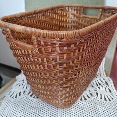 昭和レトロ ラタン 藤 バスケットカゴ 幅37cm × 27cm...