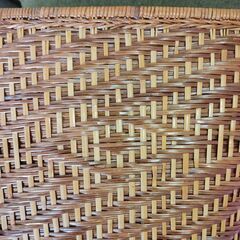 昭和レトロ ラタン 藤 バスケットカゴ 幅37cm × 27cm 高さ28cmの画像