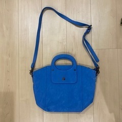 【痛みあり】フランスで買ったバンドバッグ　青　合皮