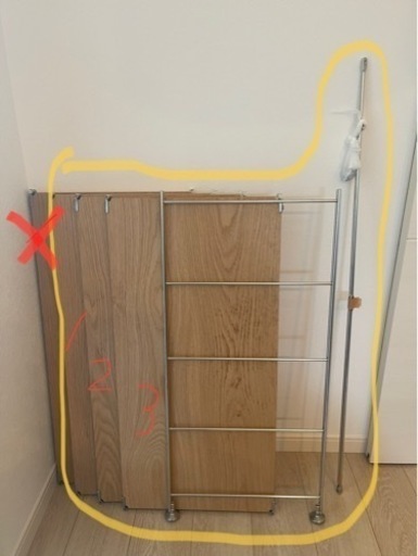 ステンレスユニットシェルフ　オーク材棚セット　ワイド　小