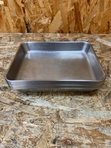 (6234) クローバー印 18-8 ステンレス 角バット 浅型 21枚取 8個 中古品 厨房用品 店舗用 飲食店 調理用品