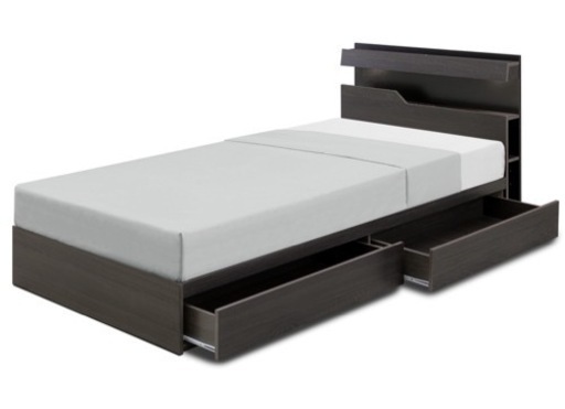 新品　未開封品　収納付き　シングルベッドフレームのみ　マットは別売り　シングルベッド　ブラウン色　引き出し付き　組み立て式