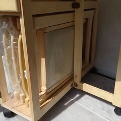 ニトリ/ダイニングセット バタフライテーブル+折りたたみイス×4客/店頭引取り歓迎【自社配送は札幌市内限定】の画像