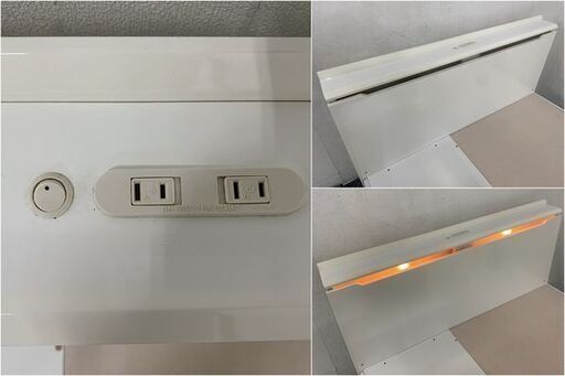ニトリ/NITORI ダブルベッド 収納付き コンセント付き ホワイト マットレスセット Nスリープ 中古家具 店頭引取歓迎 R820