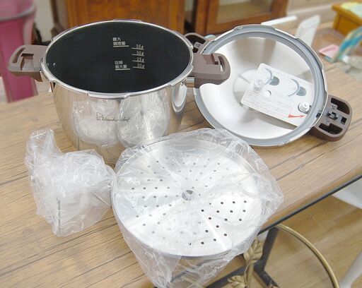 未使用品 ワンダーシェフ 両手圧力鍋 5.5L 魔法のクイック料理 エスプレッソスリッタ AQDA55S AQシリーズ ガス・IH対応 元箱なし 取説レシピあり 札幌市 清田区 平岡