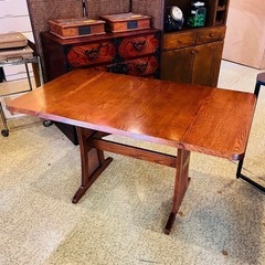 《売約済》【池上店】 三越　ブルージュ　Brugge ダイニングテーブル　バタフライテーブル　エクステンション　伸長式　クラシック　ビンテージ　オーク材　三越家具　ステンドグラス　カントリーハウス　ワイドの画像