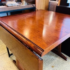 《売約済》【池上店】 三越　ブルージュ　Brugge ダイニングテーブル　バタフライテーブル　エクステンション　伸長式　クラシック　ビンテージ　オーク材　三越家具　ステンドグラス　カントリーハウス　ワイドの画像