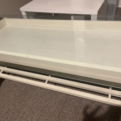 ホワイト　ローテーブル　白　ガラス