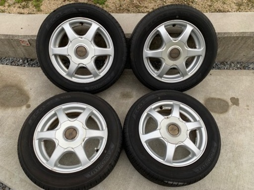 【値下げ】ヨコハマタイヤECOS 155/65R13 社外アルミAbatis13インチ4.5J 4本中古タイヤアルミセット 軽自動車全般 スズキ ワゴンR等