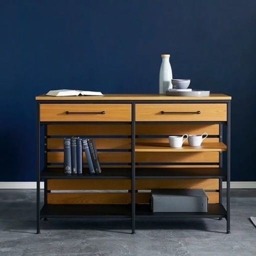 【最終・早い者勝ち】【LOWYA】 [幅120] キッチンカウンター スチール脚使用 レンジ台 キッチン収納 キャビネット