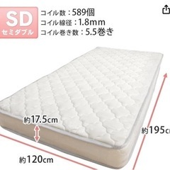 家具 ベッド セミダブル  マットレスの画像