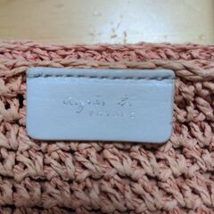 アニエスベー　ａｇｎèｓ ｂ　voyage 大きめ薄いオレンジ色トートバッグ　ストロー編み　マザーバッグにもの画像