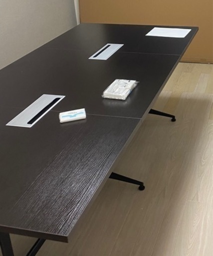 会議用テーブル 配線ボックス付き T字脚 幅2100×奥行1000×高さ720mm