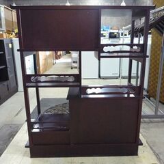 レトロ調家具 茶箪笥 幅91cm×高さ110cm 赤茶系 和風 食器棚 水屋箪笥 レトロ 和室 茶だんす 和家具 飾り棚 札幌市東区 新道東店の画像