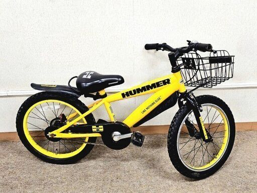 HUMMER ハマー 子供用自転車 18インチ キッズバイク ワイルドデザイン イエロー お出かけ 練習 子ども