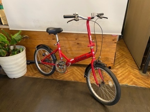 20インチ折りたたみ自転車　レッド　シングルギア