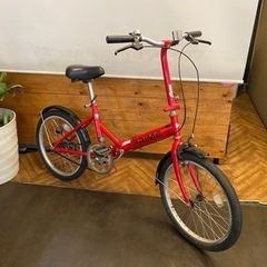 20インチ折りたたみ自転車　レッド　シングルギア