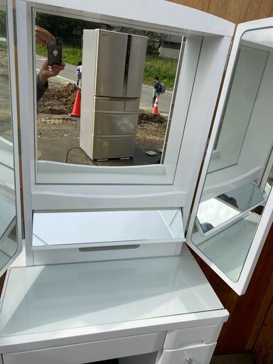 【糸島市内 送料無料】ニトリ 三面鏡 鏡台 ドレッサー 白 北欧風 洋風　0330-0-2