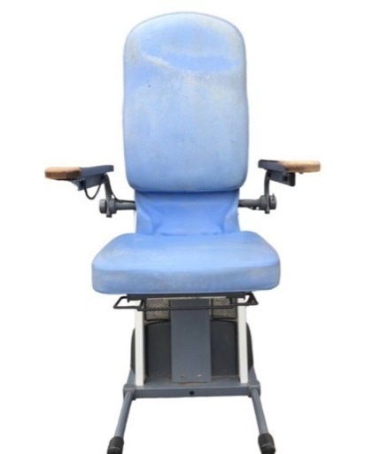 電動昇降座椅子 介護器具 上下昇降 座板回転 上下動レバー コムラ製作所 型式 DSER 型番 140218 ブルー 椅子 可動肘 稼働品 動作品 介護用