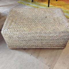 竹編こうり行李 アンティーク 閑張り 漆蓋 工芸品