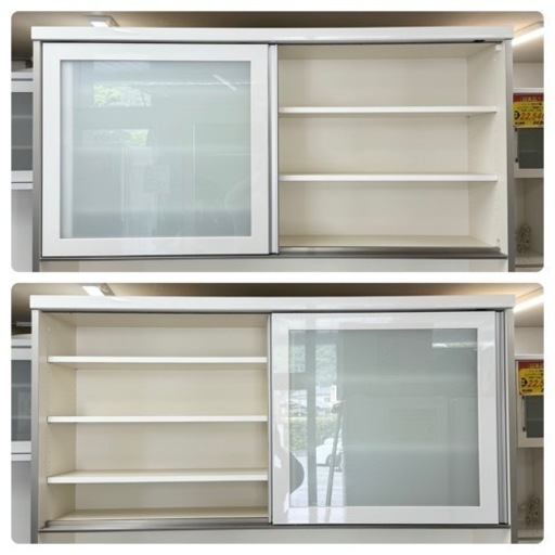 【超美品‼️】高級♪ パモウナ 140cm幅キッチンボード 食器棚 収納家具 木目調ダークブラウン♪