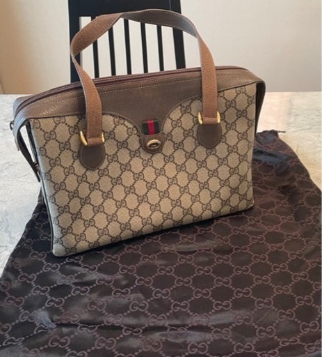 GUCCI グッチ　ボストンバッグ　GG柄　ブラウン 正規品　革　ハンドバッグ