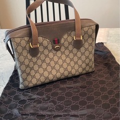 GUCCI グッチ　ボストンバッグ　GG柄　ブラウン 正規品　革　ハンドバッグ