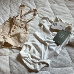 H＆M ロンパース サロペット セット 1～2month サイズ55 オーガニックコットンの画像