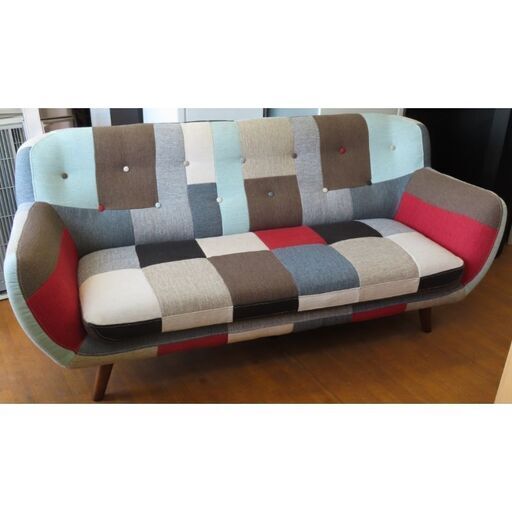 ♪カラフルな3人掛けソファ パッチワーク柄 札幌♪