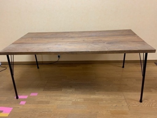アンティーク風ダイニングテーブル  無垢材×アイアン脚