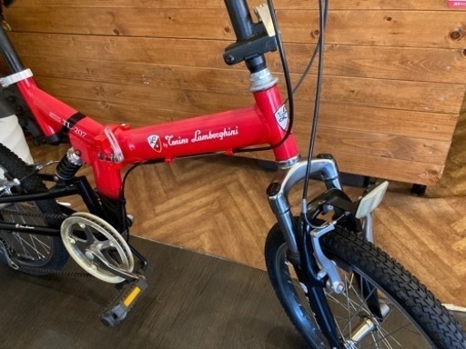 【トニーノランボルギーニ前後タイヤ新品！】サスペンション付き　6段変速　20インチ折りたたみ自転車　レッド トニーノランボルギーニ前後タイヤ新品！】サスペンション付き 6段変速