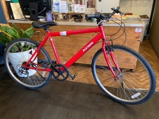 【前後タイヤ・後輪チューブ新品！】6段変速　26インチクロスバイク　レッド