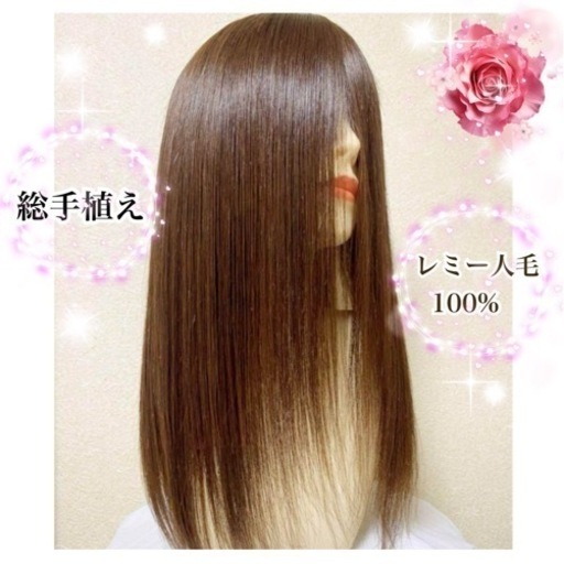 新品76900円の人毛100%総手植えフルウィッグ